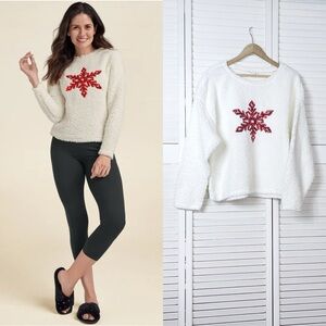 Red sequins snowflake Sherpa sweatshirt
